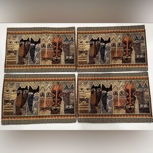 Laurel Burch Tribal Cats Tapestry Placemats